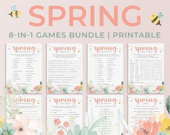 8 Spring Games Printable Spring Game Bundle Springtime Games for Kids and Adults Spring Activity Pack Family Picnic Church Spring Event