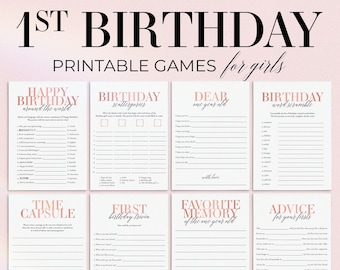 First Birthday Games Printable Girl 1st Birthday Party Games 1st Birthday Girl Bundle Baby Girl 1 Birthday Party Ideas Girl One Year Old MB2