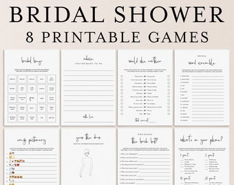 Minimalist Bridal Shower Games Bundle Minimal Bridal Shower Game Kit Simple Bridal Games Printable Modern Wedding Shower Games Download MM1