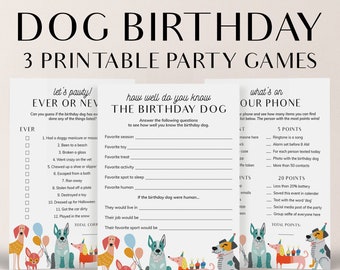 Dog Birthday Games Bundle Printable Puppy First Birthday Pawty Dog