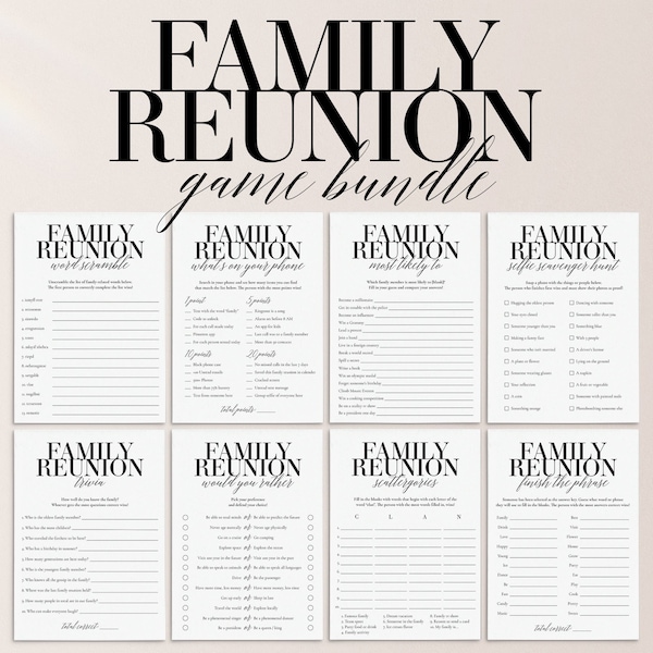 Family Reunion Games Printable Family Reunion Party Ideas Modern Family Gathering Game Night Family Party Icebreakers Family Quiz Games MB2