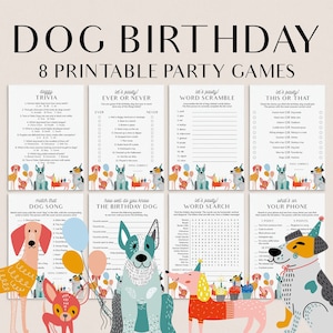 Dog Birthday Party Games Printable Dog Birthday Games Puppy Pawty Printables Lets Pawty Bday Bash Puppy First Birthday Party Dog Party LP1