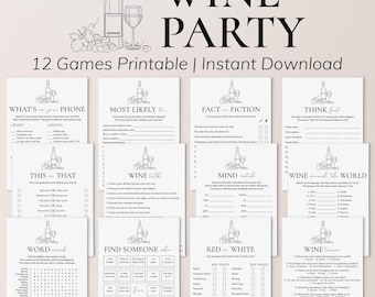 Wine Party Games Bundle Printable Wine Tasting Party Wine Games Wine Girls Night Winery Bachelorette Party Wine Theme Quiz Wine Bingo SS1