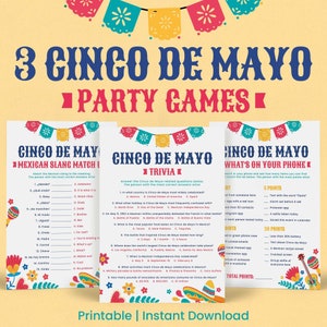 Cinco de Mayo Games for Adults Printable Adult Cinco de Mayo Party Game Bundle Instant Download Cinco de Mayo Work Party Games Fiesta FF1