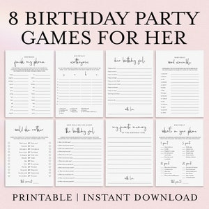 Printable Birthday Games For Her Birthday Party Game Bundle Instant Download Birthday Games Printable Girl Birthday Games 30th 40th 50th MM1