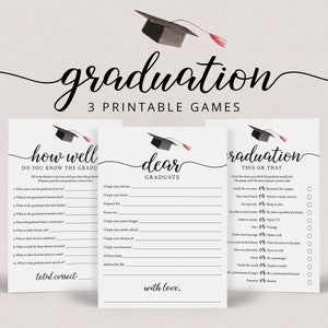 Calligraphy Graduation Games for Her Printable Simple Graduation Party Game Bundle College Grad Wishes for the Graduate Girl Grad Games EG1