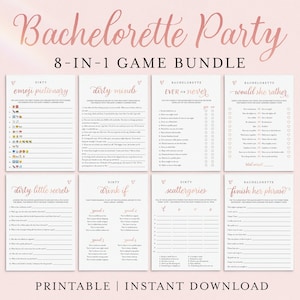 Bachelorette Games Rose Gold Printable Hen Party Games Bundle Hens Night Games Instant Download Bachelorette Party Games Hen Do Dirty RG2