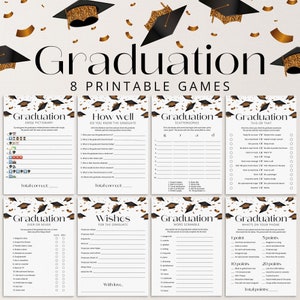 Graduation Games Bundle Printable Graduation Party Games Fun Grad Party Games Class of 2025 Graduation Wishes Advice Digital Download TC1
