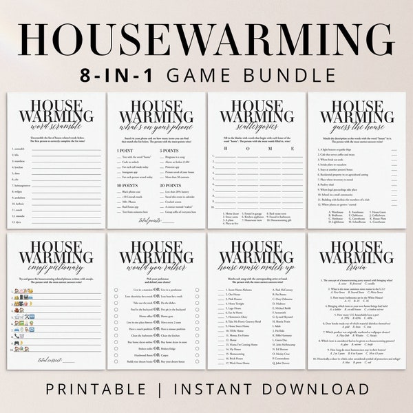 Housewarming Games Printable Modern House Warming Party Game Bundle Apartment Warming Party Ideas Funny Housewarming Trivia New House MB2