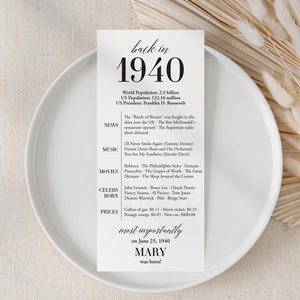 85e verjaardag feestdecoraties 85e verjaardag dinerkaarten 85e Born in 1940 tafelkaarten 85e verjaardagscadeau voor haar voor hem terug in 1940