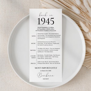 Décorations de fête 80e anniversaire pour elle Cartes de table 80e anniversaire 80e année née en 1945 Décoration 80e anniversaire Cadeaux 80e anniversaire Retour en 1945
