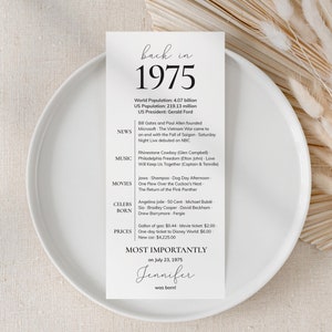 Decorazioni per la festa del 50° compleanno per lei Carte da tavolo per il 50° compleanno 50° nato nel 1975 Decorazioni per il 50° compleanno Bomboniere per la festa del 50° compleanno nel 1975
