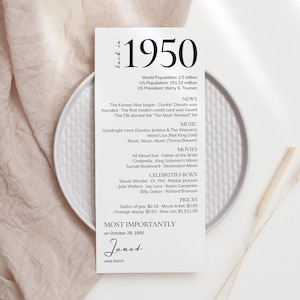 Decoraciones para el 75.° cumpleaños Tarjetas para el 75.° cumpleaños Configuración de lugar en 1950 Regalo de 75.° cumpleaños para mujeres y hombres Decoración de fiesta de 75.° cumpleaños personalizada
