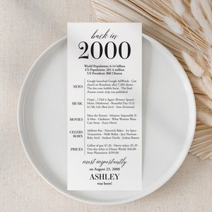 Decorazioni per la festa del 25° compleanno Biglietti per la cena del 25° compleanno Biglietti da tavolo per il 25° compleanno per lei e per lui nel 2000