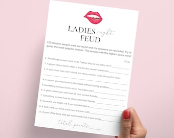 Ladies Night Family Feud Game Printable Ladies Night Games Girls Night Feud Fun Ladies Night Party Girls Night Games Adult Trivia Game RL1