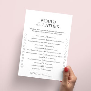 Birthday Would She Rather Game Printable Birthday Party Games for Her Funny Birthday Game for Women Simple Bday Activity for All Ages PP2