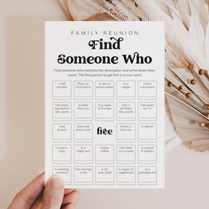 Family Reunion Bingo Find Someone Who Family Reunion Icebreaker Game Family Bingo Human Bingo for Family Ice Breaker Activity Download MV1