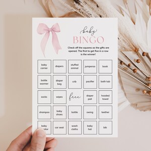 Baby Bingo Cards Printable Girl Baby Shower Bingo Prefilled Baby Shower Gift Bingo Pink Bow BabyShower Bingo 30 Pre Filled Baby Bingo PB1
