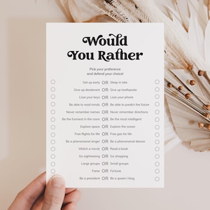Would You Rather Game Printable Ice Breaker Game This or That Questions for Adult Party Game for Groups Fun Icebreakers Get To Know You MV1