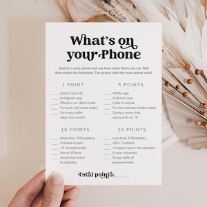 Whats On Your Phone Game Printable Whats In Your Phone Ice Breaker Game Cell Phone Game Instant Download Group Icebreaker Activities PDF MV1