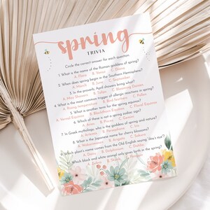 Spring Trivia Quiz Printable Spring Fun Facts Game Adult Spring Trivia ...