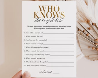 50th Anniversary Party Game Who Knows The Couple Best Printable Couple Trivia Quiz 50 Anniversary Quiz Golden Anniversary Couple Game MB2