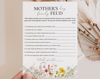 Mothers Day Family Feud Game Printable Mother's Day Feud Mothers Day Friendly Feud Fun Mothers Day Party Game Mothers Day Brunch Ideas WM1