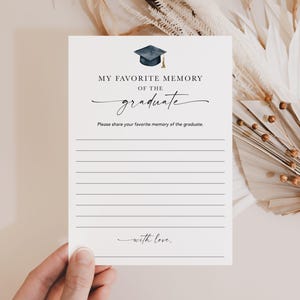Mon souvenir préféré de l'obtention du diplôme carte carte mémoire imprimable pour diplômé qui suis-je remise des diplômes jeu carte-cadeau pour l'obtention du diplôme 2025 à télécharger CG1