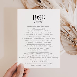 1995 Trivia Printable 30th Birthday Party Quiz Game Back to the 90s Party Games Married in 1995 30th Anniversary 1995 Class Reunion PDF MB2