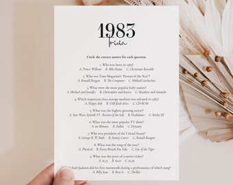 1983 Quiz Printable Fun Facts About 1983 43rd Birthday Game 80s Trivia Back to the Eighties Party Games Married in 1983 Celebration PDF MB2