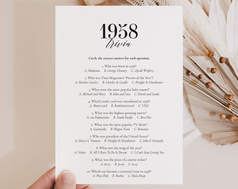 1958 Trivia Printable 68th Birthday Game Born in 1958 Quiz 68th Birthday Party Games 68th Birthday Trivia 68 Birthday Mom Back in 1958 MB2