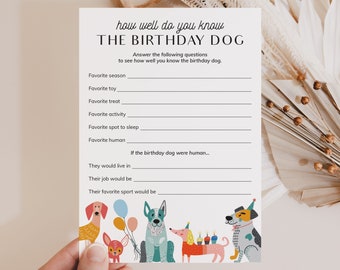 Dog Birthday Party Game How Well Do You Know The Birthday Dog Printable Puppy First Birthday Activity Puppy Birthday Pawty Dog Pawtee LP1