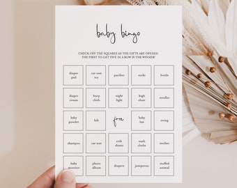 30 Prefilled Baby Shower Bingo Cards Printable Black and White Baby Bingo Pre Filled Baby Bungo Simple Baby Shower Game Large Groups MM1