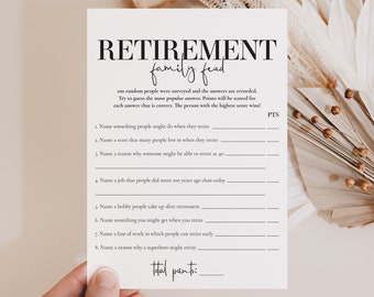 Retirement Family Feud Game Printable Retirement Party Feud Questions and Answers Fun Retirement Game Modern Office Retirement Co-Worker MB2