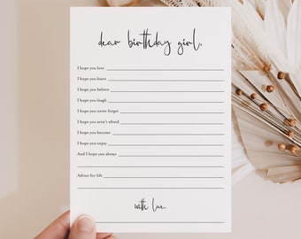 Birthday Wishes for Her Printable Wishes for The Birthday Girl Birthday Wishes and Advice Sweet Sixteen Wishes Dear Birthday Girl Cards MM1