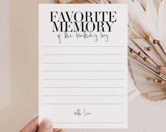 My Favorite Memory Of The Birthday Boy Printable Birthday Memory Game 50th Birthday Memories Digital Download 60th Birthday Games Adult MB2