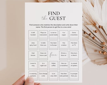 Find The Guest Bingo Printable Icebreaker Mingle Bingo Human Bingo Get To Know You Bingo Simple Party Starter Easy Conversation Card PP2