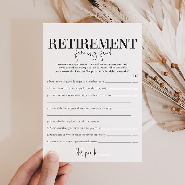 Retirement Family Feud Game Printable Retirement Party Feud Questions and Answers Fun Retirement Game Modern Office Retirement Co-Worker MB2