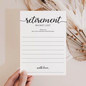 Cartes de liste de seaux de retraite Calligraphie minimale imprimable