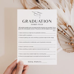 Graduation Family Feud Questions and Answers Printable Graduation Feud Game Fun Grad Party Game Friendly Feud High School Grad College GC1