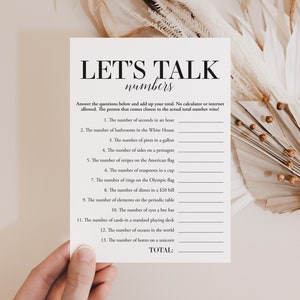 Funny Icebreaker Trivia Quiz Printable Adult Party Group Game Let&#39;s Talk Numbers Work Party Game Team Building Game Office Meeting Idea MB2