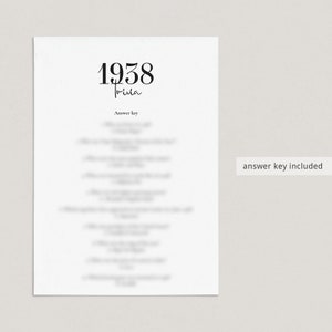 1938 Trivia Printable 85th Birthday Party Game Back to the 30s Party ...