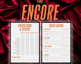The Encore Listening Party Printables TS Showgirl Encore Album Predictions Track Rating Review Card Patient Zero Taylor TLOASG Download TS1