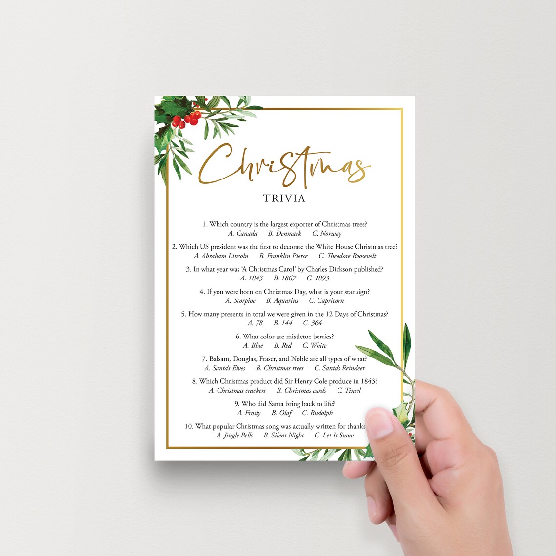 Christmas Trivia Printable Christmas Quiz Fun Facts About - Etsy