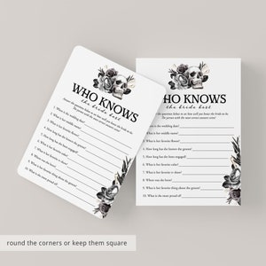 Bride or Die Bridal Shower Games Bundle Printable Til Death Party Games Gothic Black Floral Skull Bridal Games Goth Bridal Family Feud FS1 image 9