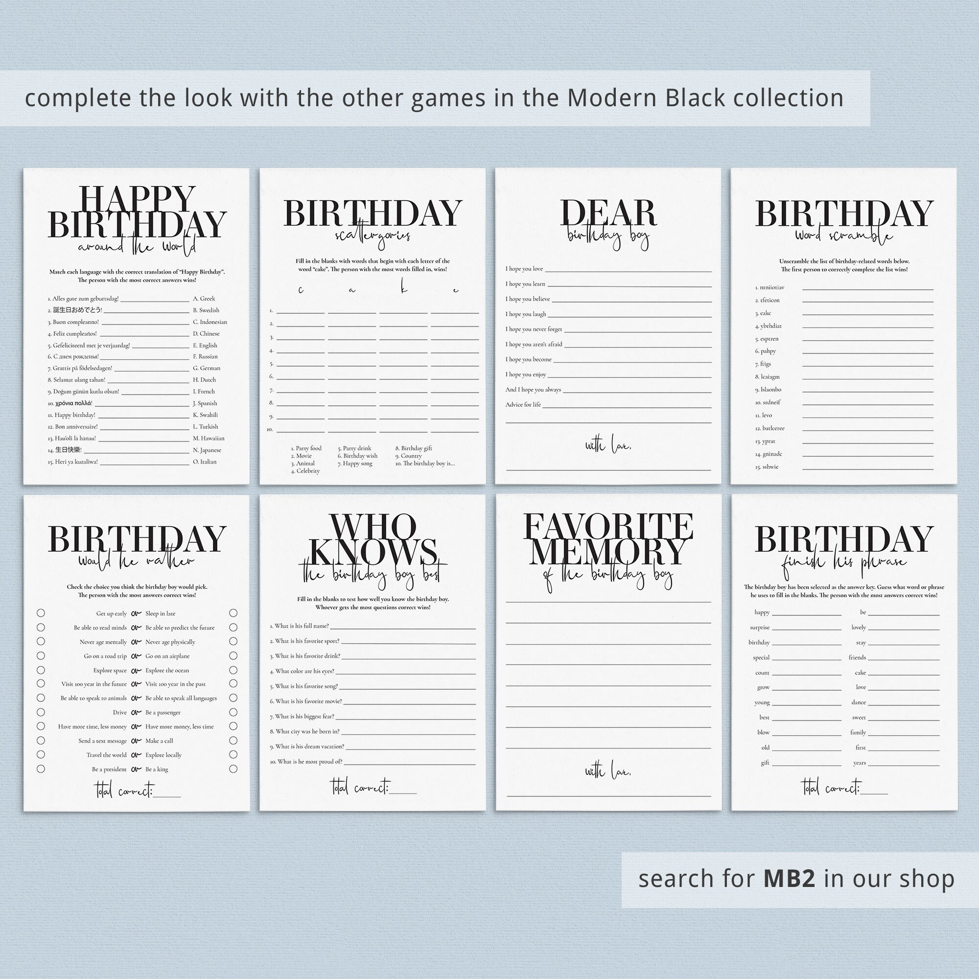 30th Birthday Games For Him Printable Adult Birthday Party Etsy