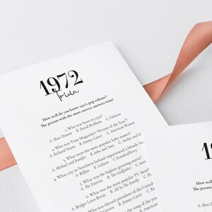 1972 Trivia Printable 70s Quiz 51st Birthday Party Game Back to the 70s ...