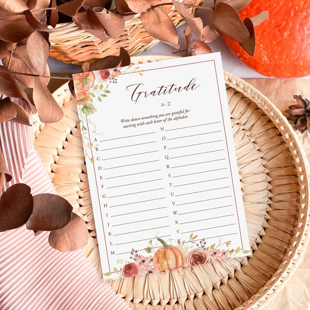 Gratitude List A to Z Printable Alphabet Gratitude List Etsy UK