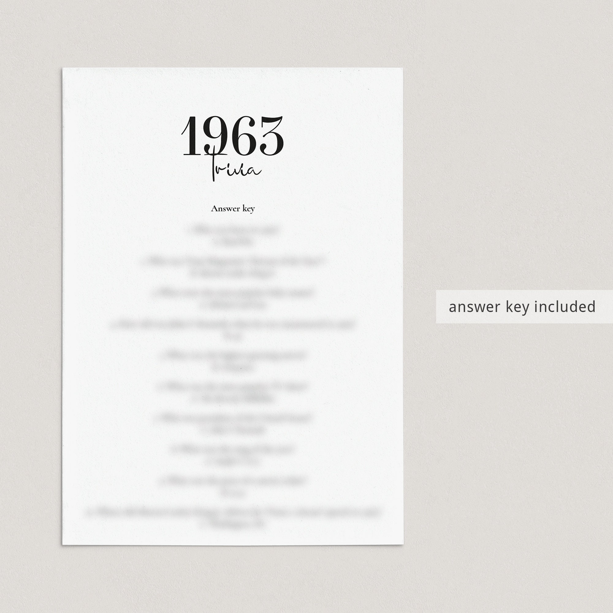 1963 Quiz Printable Fun Facts About 1963 Trivia Simple 60th Etsy