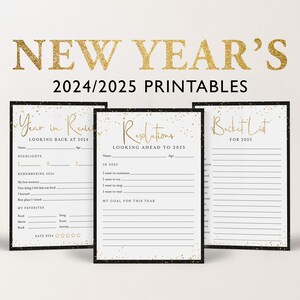 New Year's Printables 2024 Year In Review 2025 Resolutions New Year's Activity Family New Years Ideas 2024 Reflection Cards Time Capsule BG2